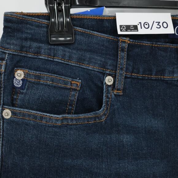 Chaps Jeans Womens 10 Blue Cotton Stretch Denim Mid Rise Crop Kick Flare 30W New - Picture 9 of 14